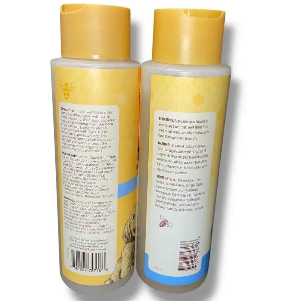 Burts Bees Puppies Natural Tearless 2 in 1 Shampoo Conditioner 16oz Lot of 2 Pet